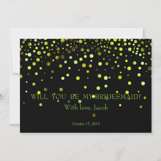 Green Glitter Will You Be My Bridesmaid Invitation (Front)