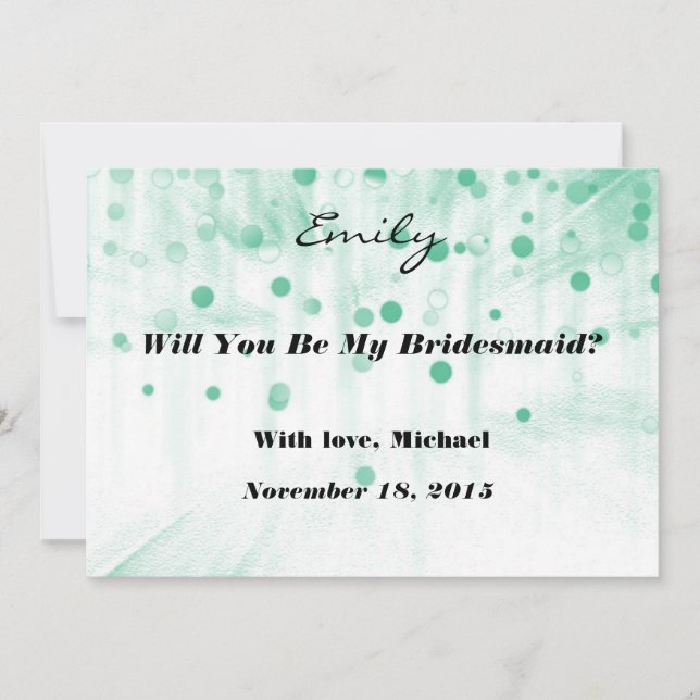 Green Glitter Will you be my Bridesmaid Invitation (Front)