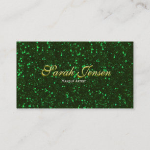 Green Glitter with Gold Lettering Business Card
