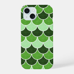 Green Glittery Mermaid Scales Pattern iPhone 15 Case
