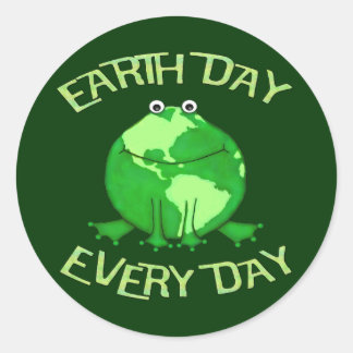 Green Globe Frog Environment  Recycle Sticker