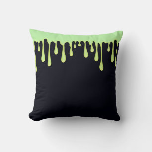 Green Glow Drips Dripping Halloween Cushion