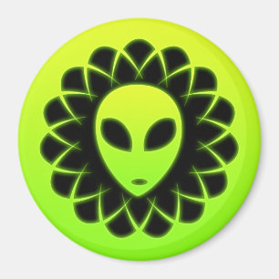 Green Glow Space Alien Head Magnet