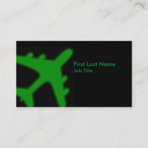 Green glowing aeroplane custom business cards