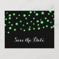 Green Glowing Stars Birthday Party Save the Date