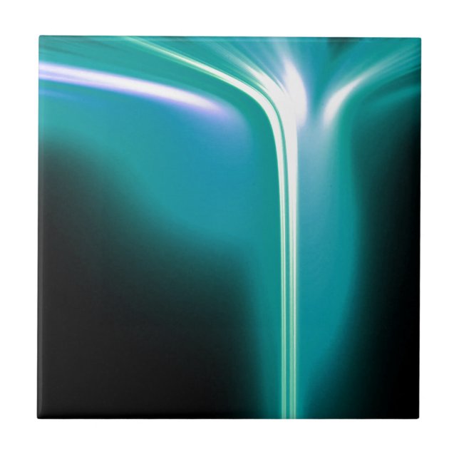 Green Glowing Waterfall of Light Ceramic Tile (Front)