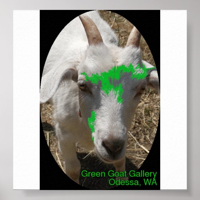 Green Goat Gallery Poster Featuring "Pushy" (Front)