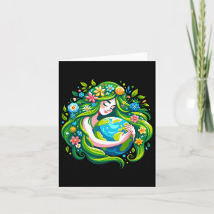 Green Goddess Earth Day Save Our Planet Women Girl Card
