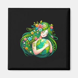 Green Goddess Earth Day Save Our Planet Women Girl Magnet