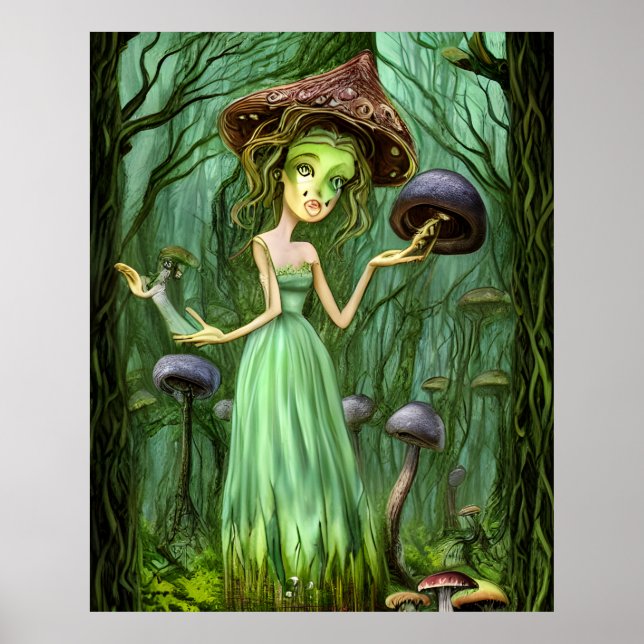 Green Goddess in a Magic Forest Poster (Front)