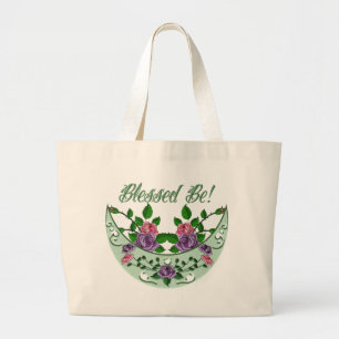 Green Goddess Upright Crescent Large Tote Bag