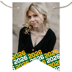 Green & Gold 16 Photo Graduation Hanging Banner