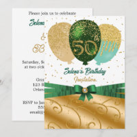 Green & Gold 50th Birthday Silk Balloon Gala