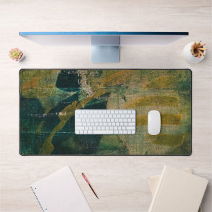 Green & Gold, A Gel Print Abstract Desk Mat