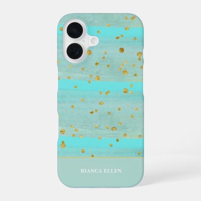 Green Gold Abstract iPhone 16 Case (Back)