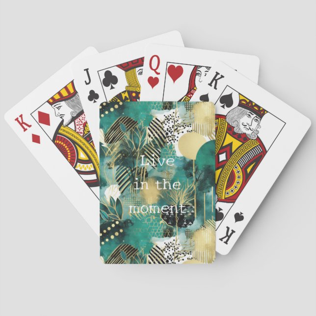 Green Gold Abstract Playing Cards (Back)