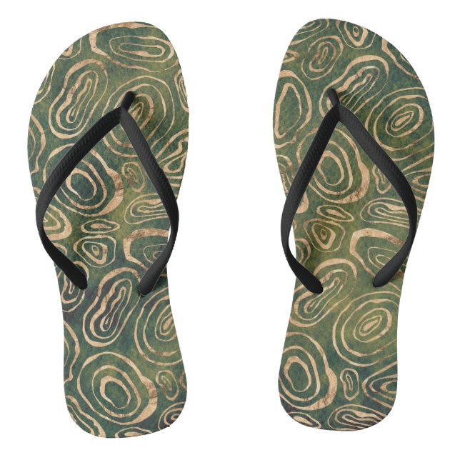 Green gold abstract  thongs (Footbed)