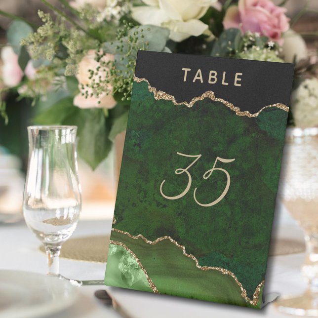 Green Gold Agate Geode Wedding Pedestal Sign (Creator Uploaded)