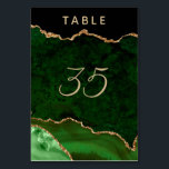 Green Gold Agate Geode Wedding Table Number<br><div class="desc">Chic emerald green and gold glitter agate wedding table numbers easy to customise.</div>