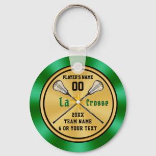 Green, Gold and Black Cheap Lacrosse Gift Ideas Key Ring