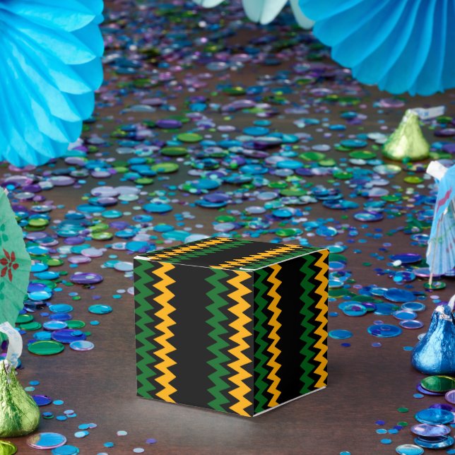 Green Gold And Black Chevron Design Favour Box (Party)