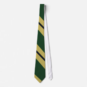 Green, Gold, and Navy Diagonal-Striped Tie