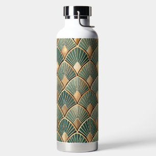 GREEN & GOLD ART DECO PATTERNS WATER BOTTLE