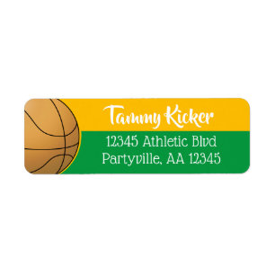 Green & Gold Basketball Address Return Address Label