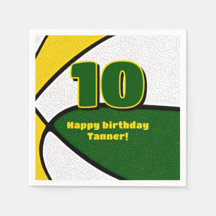 green gold basketball girls boys sports party napkin