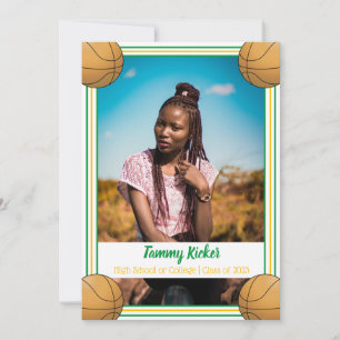 Green & Gold Basketball Graduation Announcement