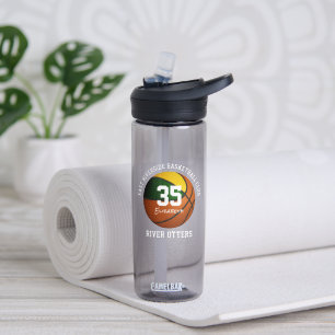Green gold basketball team colours girls boys  water bottle