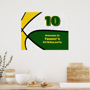 green gold basketball team colours party welcome poster