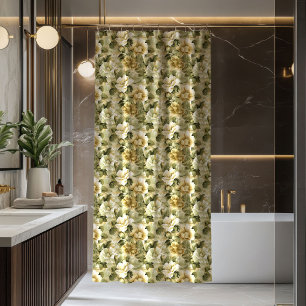Green Gold Bathroom Curtain Elegant Pastel Chic