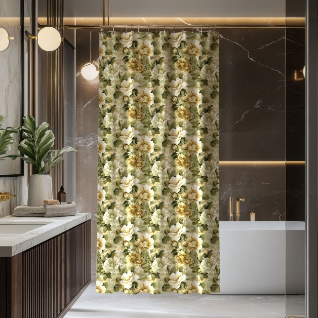 Green Gold Bathroom Curtain Elegant Pastel Chic (Green Gold Bathroom Curtain Elegant Pastel Chic)