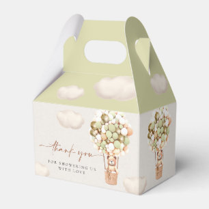 Green Gold Bear Balloons Favour Box