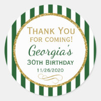 Green Gold Birthday Thank You Coming Favour Tags