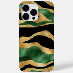 Green Gold Black Glitter Waves Case-Mate iPhone 14 Pro Max Case