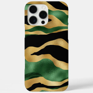 Green Gold Black Glitter Waves iPhone 16 Pro Max Case