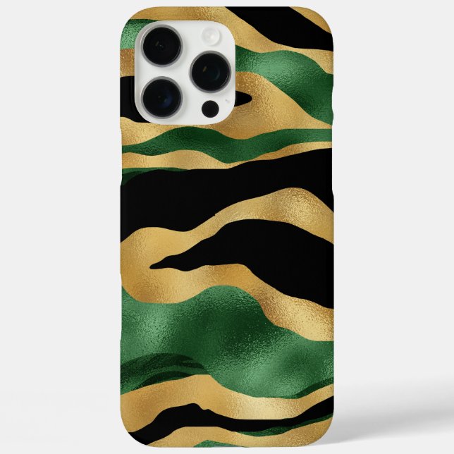 Green Gold Black Glitter Waves Case-Mate iPhone Case (Back)