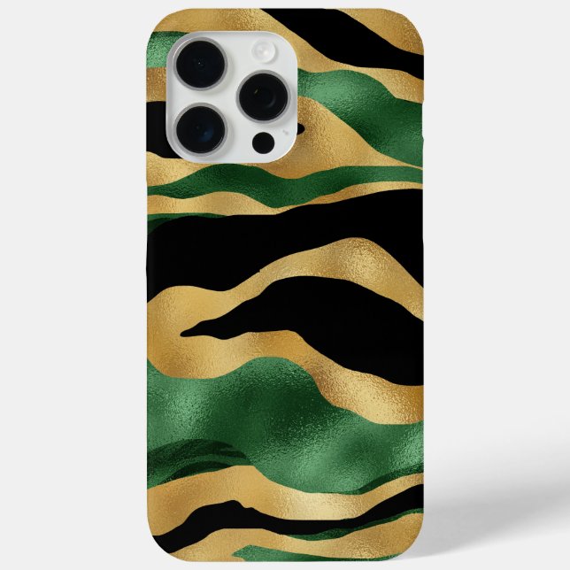 Green Gold Black Glitter Waves Case-Mate iPhone Case (Back)