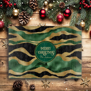 Green Gold Black Glitter Waves Cutting Board