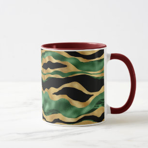 Green Gold Black Glitter Waves Mug