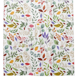 Green Gold Blue Leaves Shower Curtain