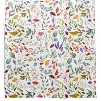 Green Gold Blue Leaves Shower Curtain