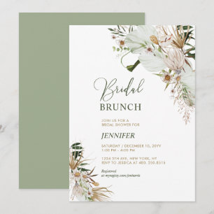 Green & Gold Boho Botanical Bridal Brunch Invitation
