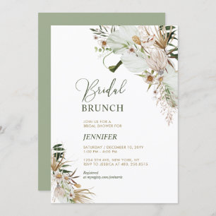 Green & Gold Boho Botanical Bridal Brunch Invitation