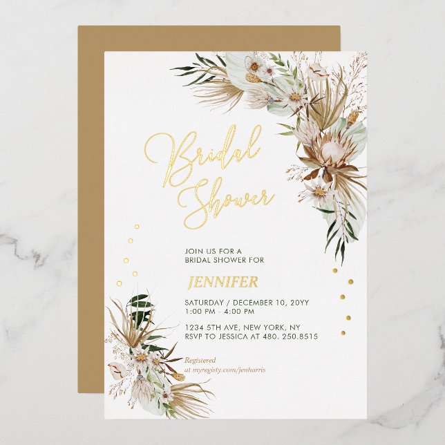 Green & Gold Boho Botanical Bridal Shower (Front/Back)