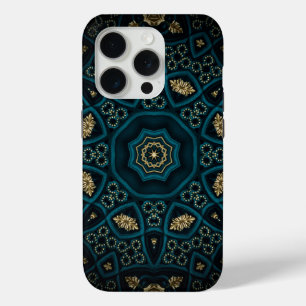 Green Gold Boho Rosette Mandala iPhone 15 Pro Case