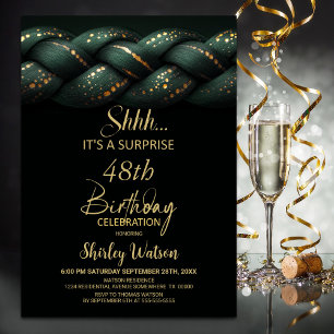 Green Gold Braid Any Age Surprise Birthday Invitation