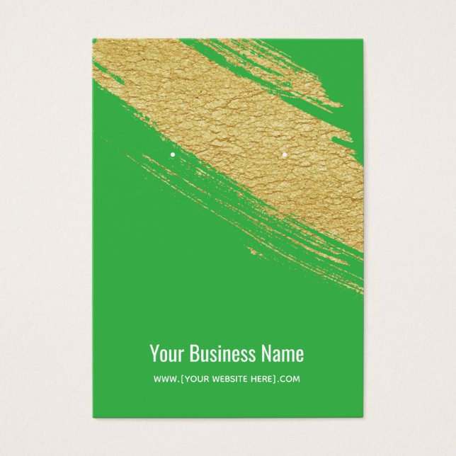 Green Gold Brush Earring Display Cards (Front)